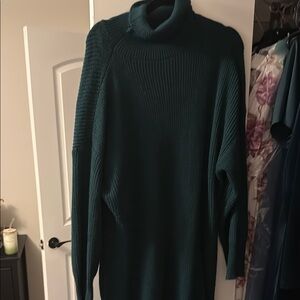 Emerald Green Turtleneck Sweater Dress